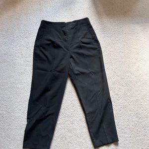 ZARA HIGH WAISTED PLEATED WAIST BLACK PANTS